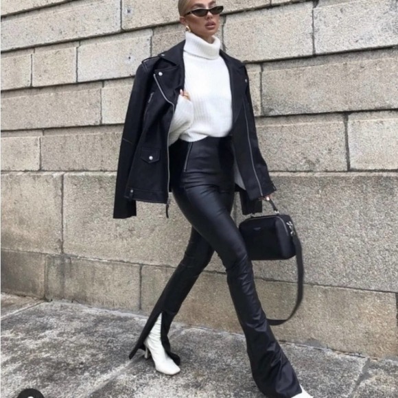 Zara Pants & Jumpsuits Zara Extra Long Faux Leather Black Leggings